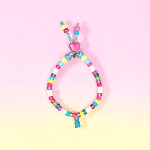 Collier ourson pour chien Urdina Hartz en perles céramiques EM, création artisanale PEPS4PETS®, avec perles bleues et colorées, ourson bleu décoratif, monté sur une paracorde de 4 mm et fabriqué à la main à Bayonne.